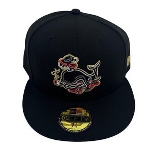 New Era 59FIFTY Neon Vegas Whales Hat Black Red Bottom Fitted 7 3/4 70688245